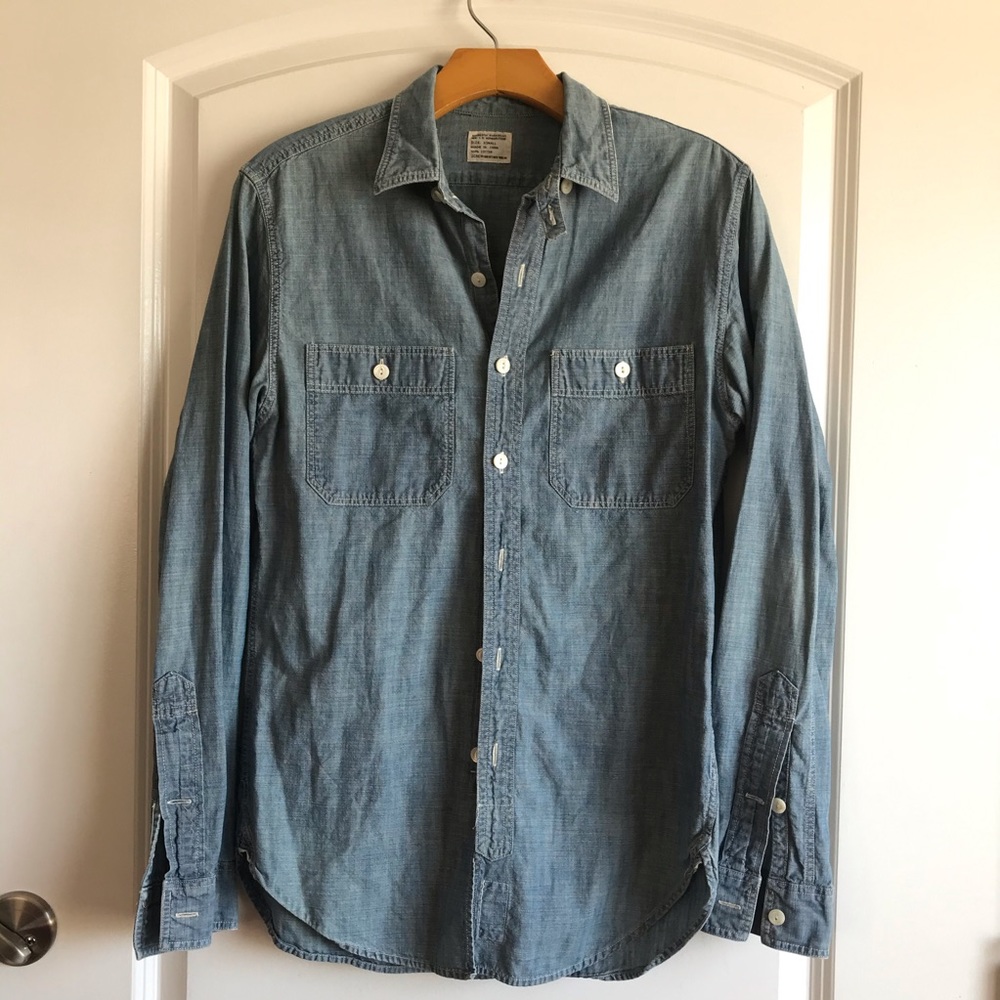 AllSaints Denim Button Down Collared Shirt